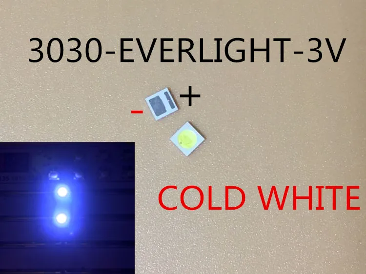 Светодиодный светильник EVERLIGHT 3030 100 шт. 1 Вт ЖК телевизор подсветка 3 в холодный