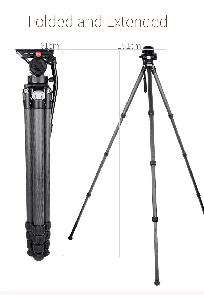 XILETU XLS284C+ LS4S Профессиональная фотография Штатив из углеродного волокна гидравлическая головка штатива и быстросъемная пластина для Dslrs камер