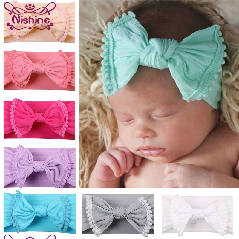 

Nishine Cotton Blend Nylon Bow Children Kids Headbands Bows Turban Knot Head Wrap Hair Accessories Birthday Gift Photo Shoot