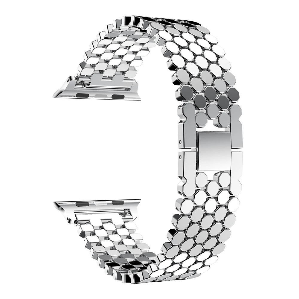 Ремешок для часов Fish scale стальной браслет apple watch Series 6 5 4 3 2 1 band 38 мм 42 40 44 с