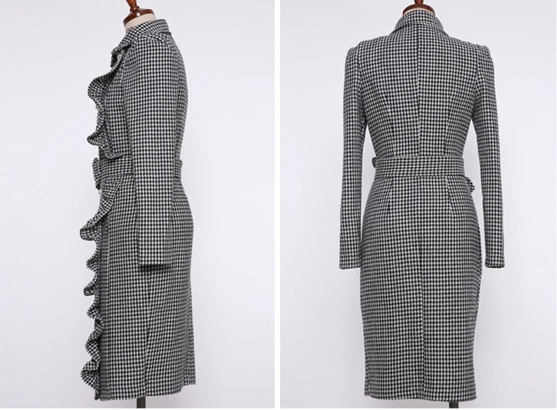 Офисное женское платье с вырезом на бедрах и v-образным вырезом, элегантное модное Платье До Колена, рождественское платье