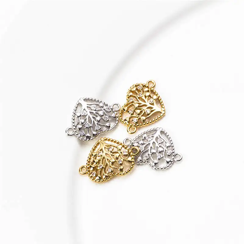 Yishan Heart Tree Charms Zircon Crystal Micro Copper Connector Bracelets Necklace Jewelry Findings EY5543 | Украшения и