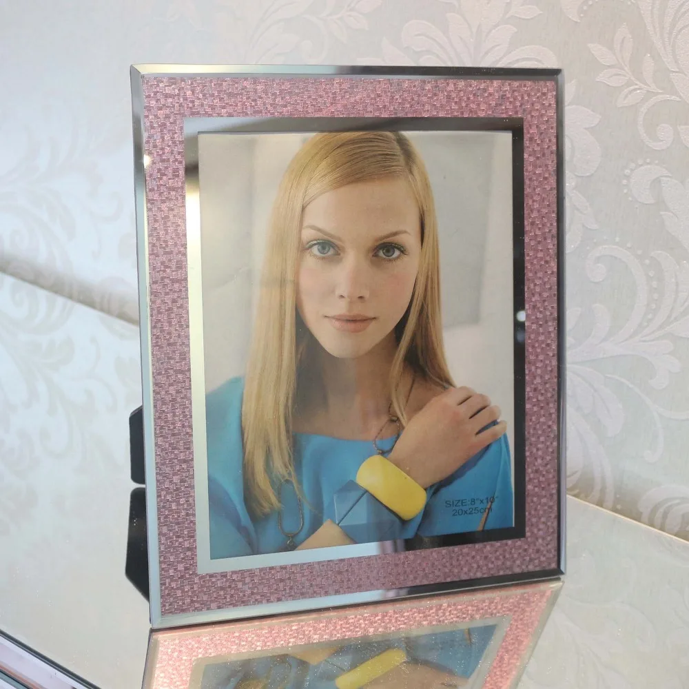 Подарок для дома фоторамка Серебряная кожаная фоторамка свадебное украшение 4x" 5x7" 6x8' 8x1" Стеклянная зеркальная фоторамка