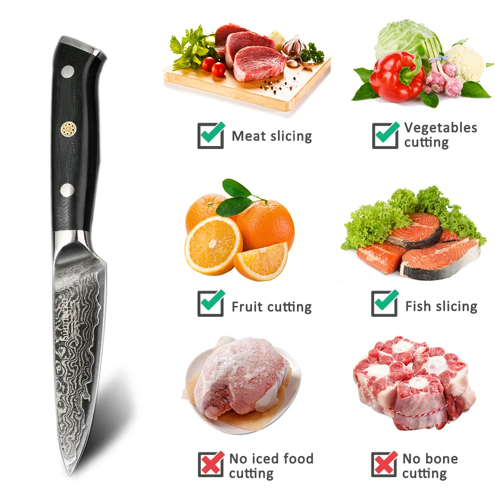 SUNNECKO 5 шт. набор кухонных ножей шеф-повара для очистки хлеба Santoku универсальный нож японский Дамаск VG10 сталь инструменты для приготовления пищи G10 Ручка