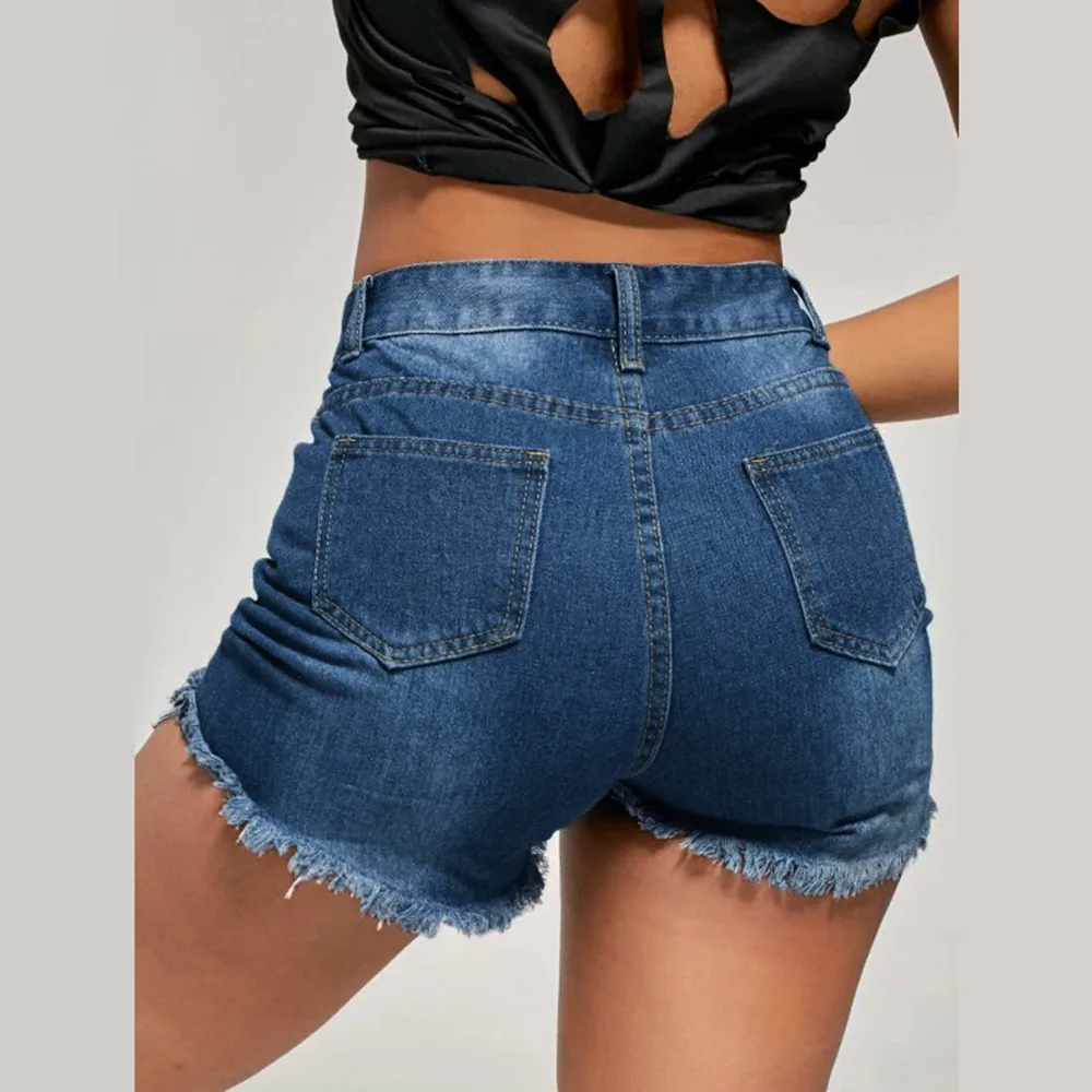 Ladies'patternTASSE новые потертые узкие джинсовые шорты женские синие джинсы