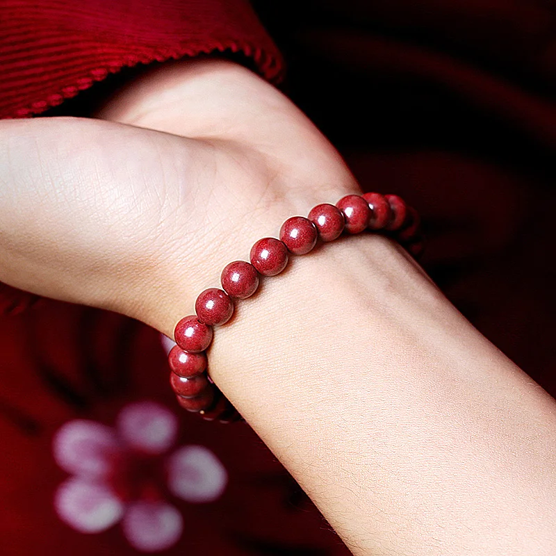 

12mm Nature Ore Bangle zinnober bracelet Amulet Lucky exorcise talisman