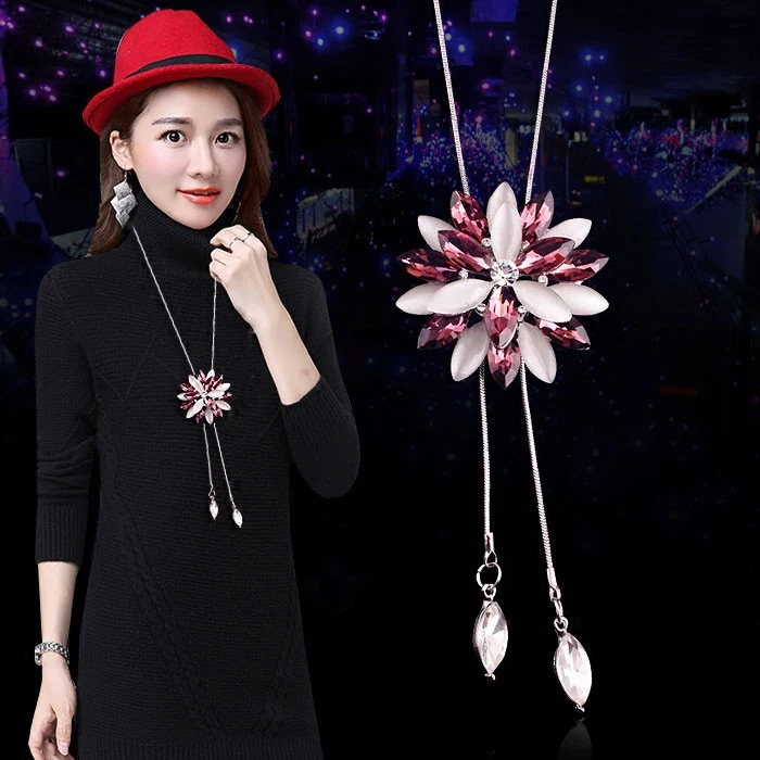 Женское Ожерелье цепочка с подвеской в виде цветка|chain necklace|sweater chainfemale accessories |