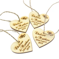 100pcs 40 50mm personalized laser engraved wedding gifts bridal shower baby baptism wood love heart tags party decoration favors