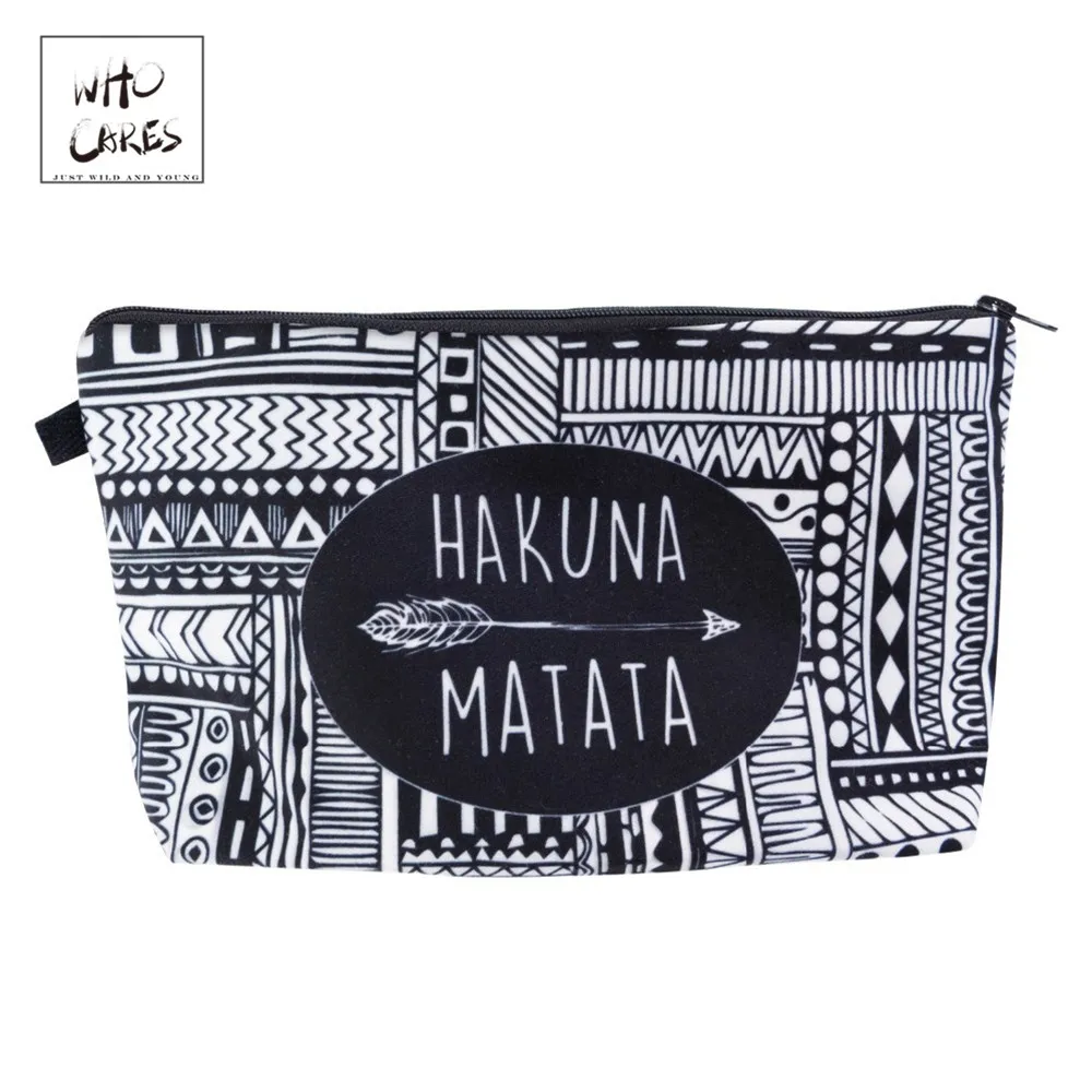 

Who Cares Handbags HAKUNA MATATA Printing Makeup Bags Organizers Pouchs For Travel Accessorie Pouch Women Cosmetic Bag