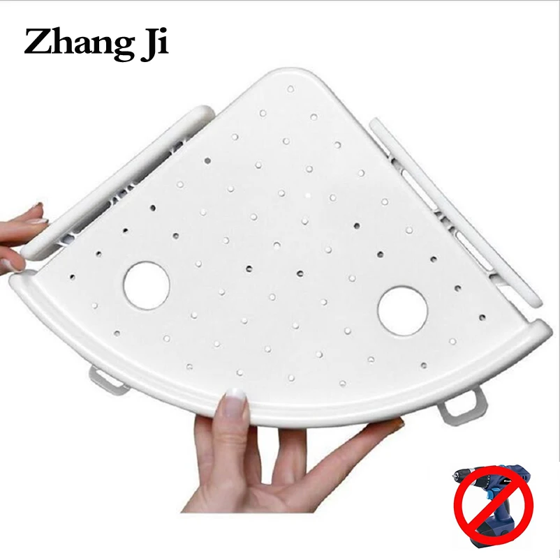 Zhangji полка для ванной комнаты Qrganizer защелкивающаяся полка угловая полка Caddy ванная комната пластиковая угловая полка для душевого хранения Настенный Держатель