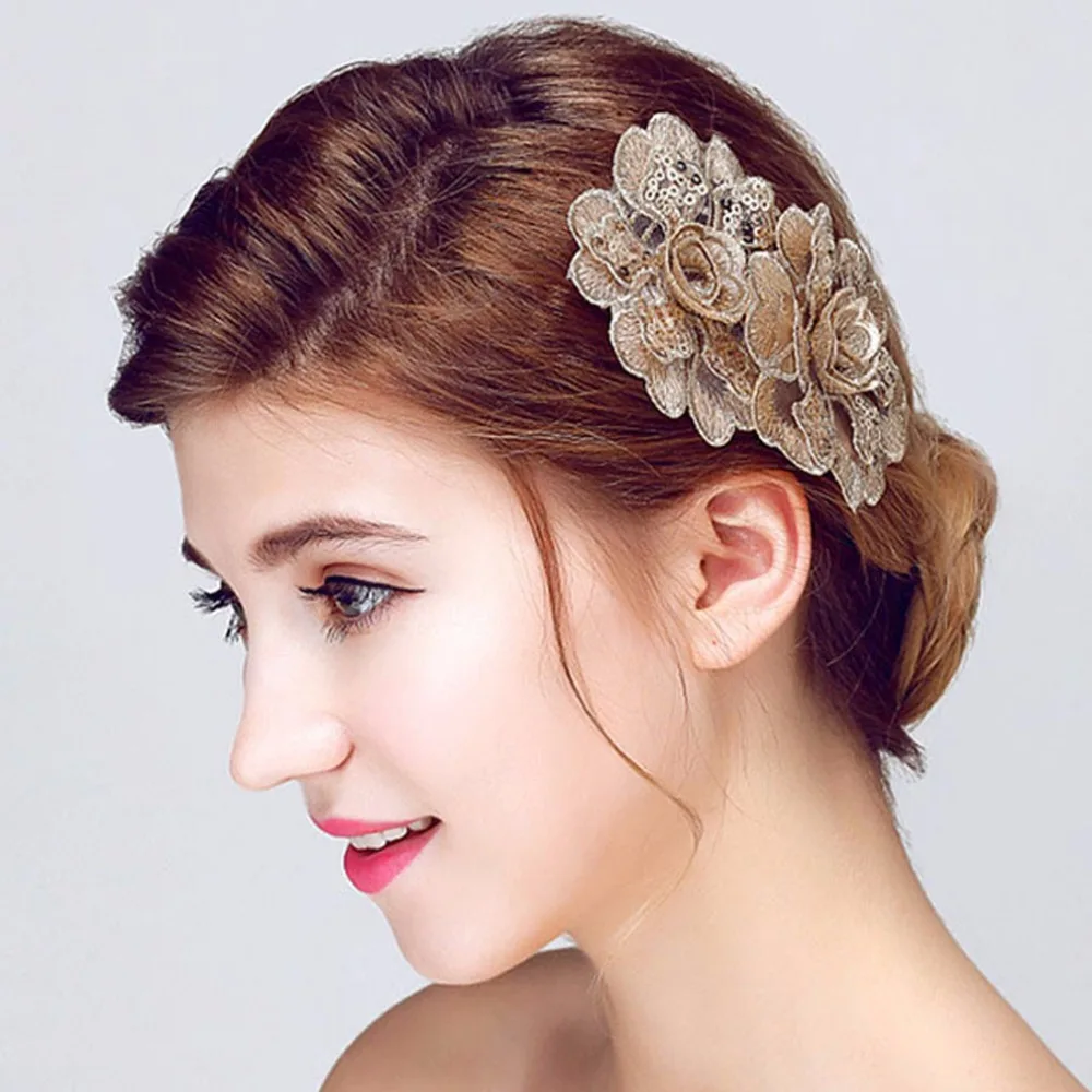 1 Piece Bridal Wedding Hair Jewelry Lace Flower Sticks Women Party Dress Accessory Bride Headwear | Украшения и аксессуары