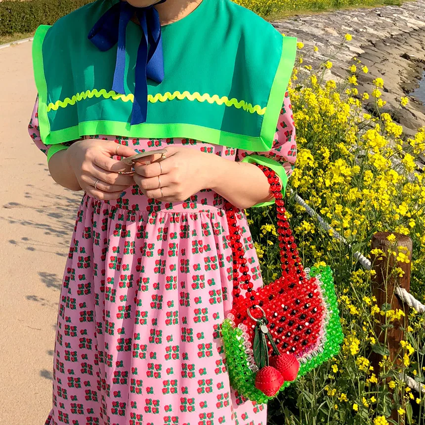 RUGOD винтажное печатное лоскутное женское платье, элегантное матросское шифоновое летнее платье с воротником, Дамское модное платье с оборками и коротким рукавом
