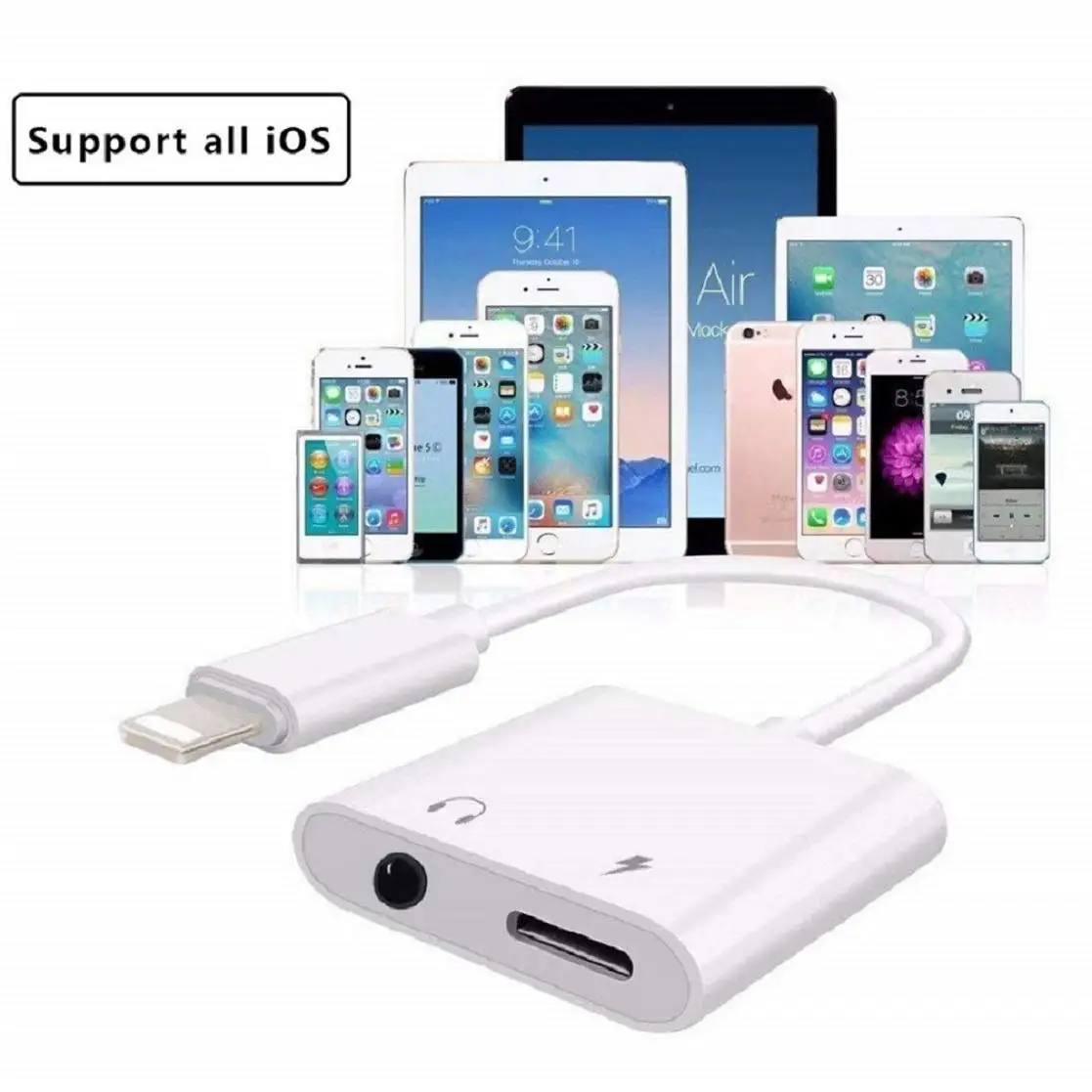 2 в 1 аудио адаптер зарядный кабель для наушников для iPhone 7 8 plus X Aux Jack гарнитура для Lightning 3,5 мм для наушников N20C