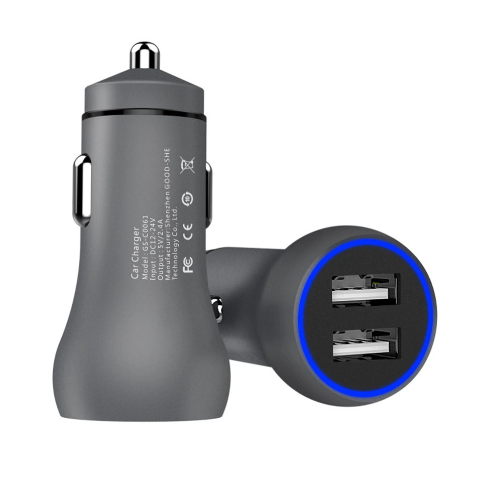 Автомобильное USB быстрое зарядное устройство для мобильного телефона двойной