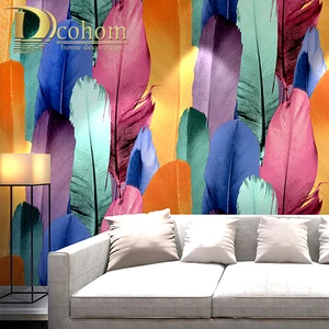 Индивидуальные Настенные обои современные красочные перья 3D печать настенные плакаты художественные настенные наклейки с росписью домашний декор фото обои