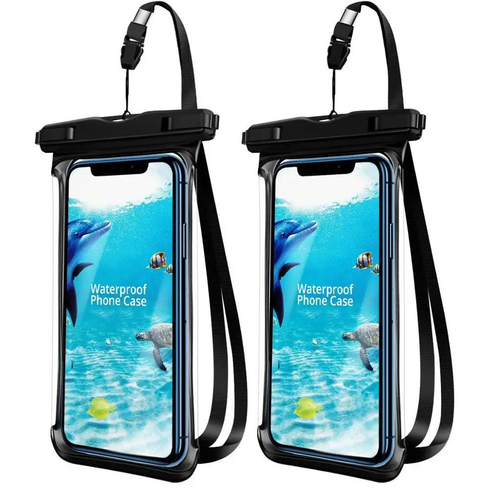 ANMONE Waterproof Smartphone Case Full View Underwater Pouch Transparent Dry Bags Swimming Diving Hiking Water Proof Covers - Цвет: 2pcs black case