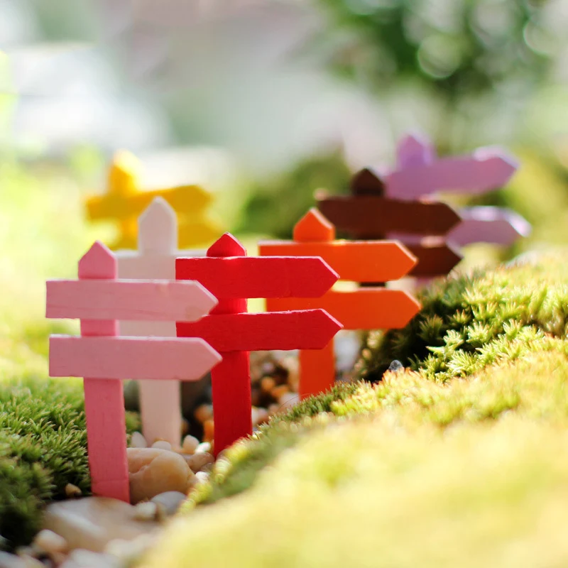 5PCS/Set DIY Microlandschaft Random Color Wooden MINI Graden Signpost Landscaping Accessories Fence Home Decorations | Дом и сад