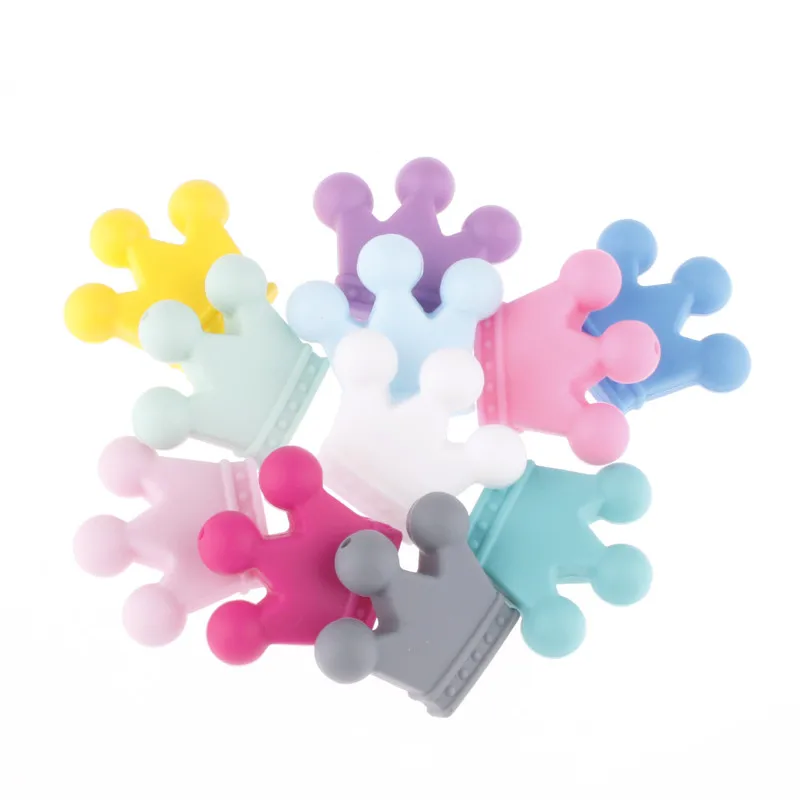 30 piezas corona cuentas de silicona Bpa libre Diy beb&eacute; masticado corona mordedor COLLAR COLGANTE de calidad alimentaria enfermer&iacute;a regalo juguetes fabricaci&oacute;n-3