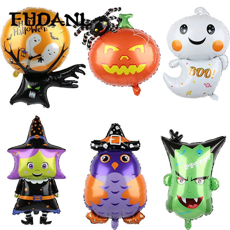 

Cartoon Halloween Foil Balloons Halloween Decorations Pumpkin Globos Halloween Party Supplies Spider Air balloon Ghost Sorcerer