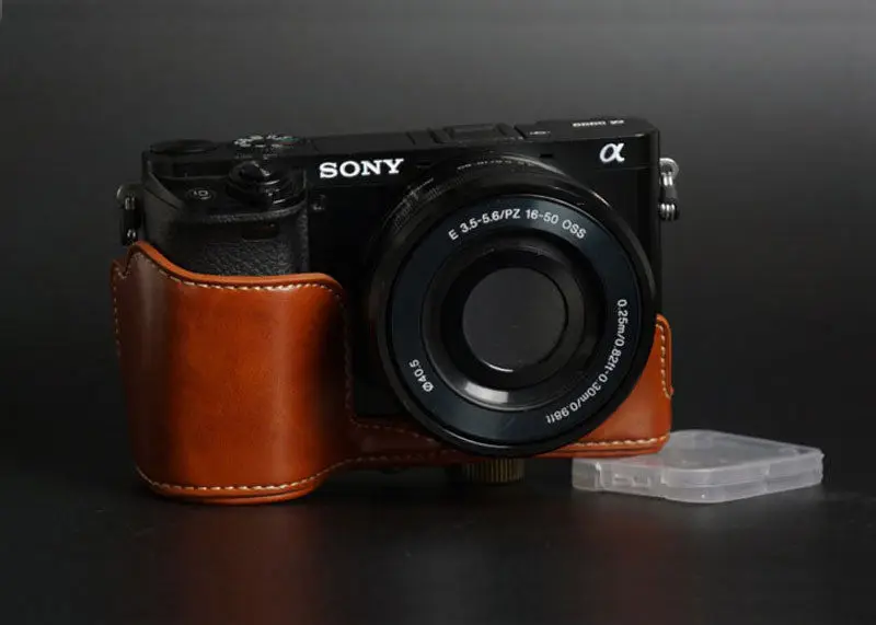 Чехол для камеры из ПУ кожи чехол с ремешком Sony alpha A6000 A6300 A6400 объективом 16 50 мм 1 шт.
