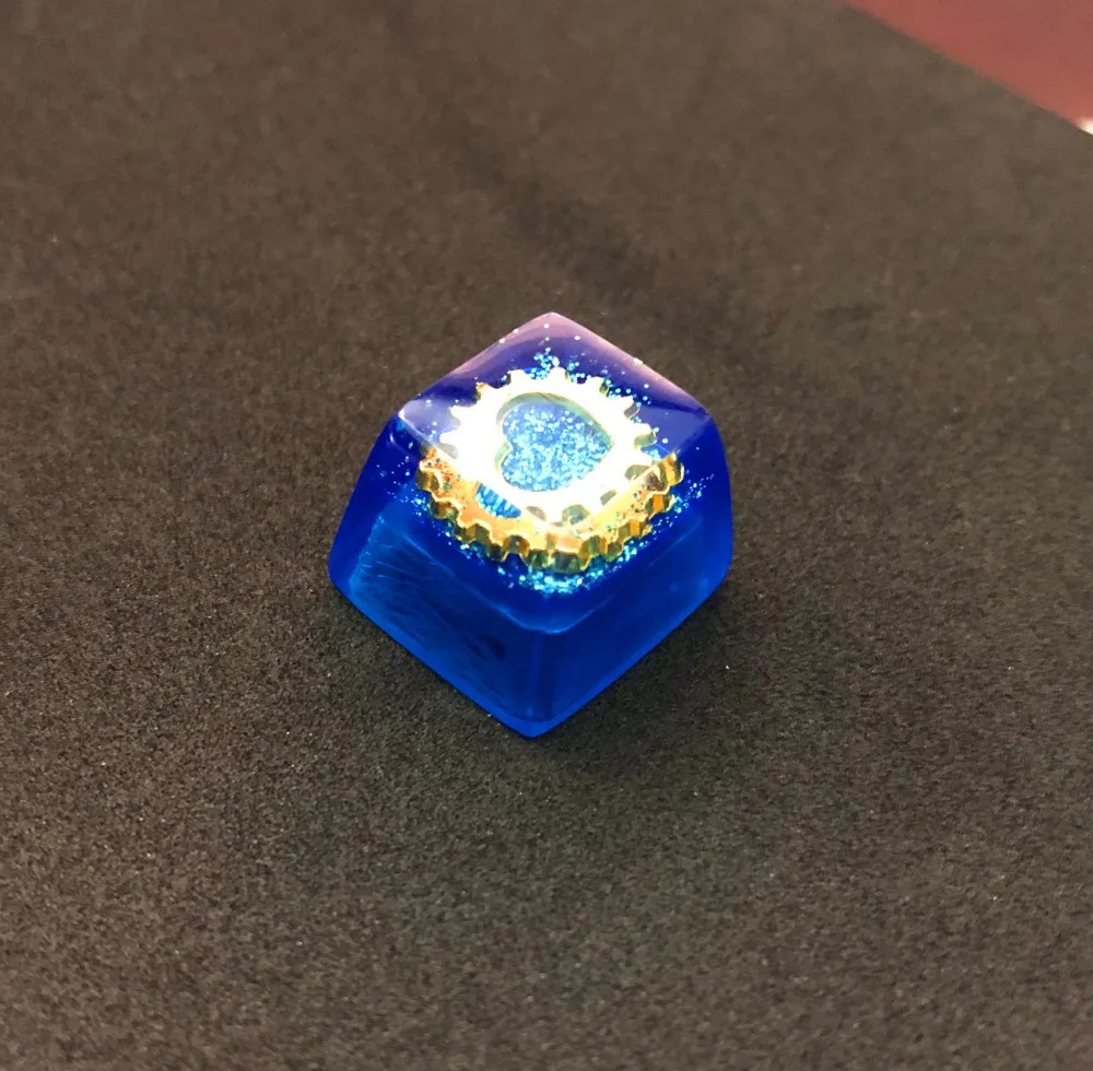 Сердце океана ручной работы толстые смолы ключ крышка s синий и желтый подсветкой