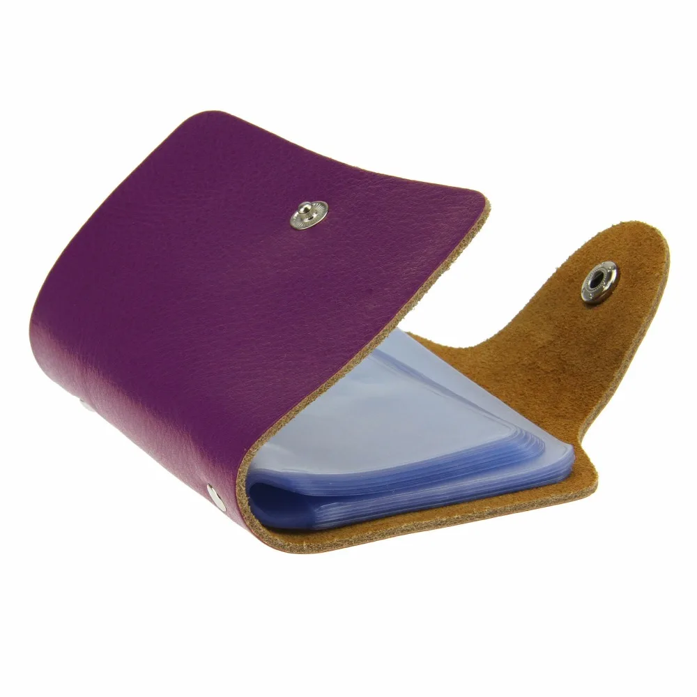 Small Portable Soft Genuine Leather Credit Business ID Card Holder Case Purse Solid Color Pocket Wallet Pouch Organizer 26 Slots |
