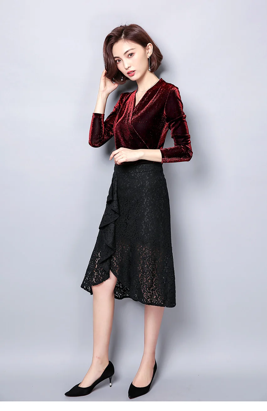 FGLAC, женская футболка, модная, повседневная, длинный рукав, blusas, плюс размер, 5XL, сплошной цвет, винтажные топы, велюр, весна, женская футболка