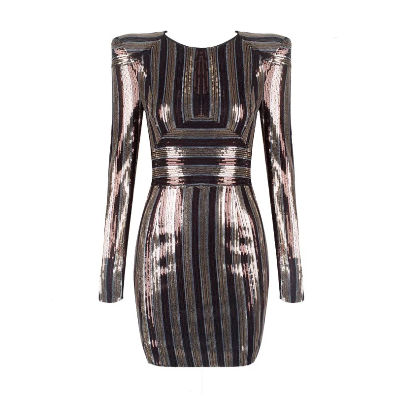 Модное платье с пайетками в стиле пэчворк 2018 Новое поступление элегантное