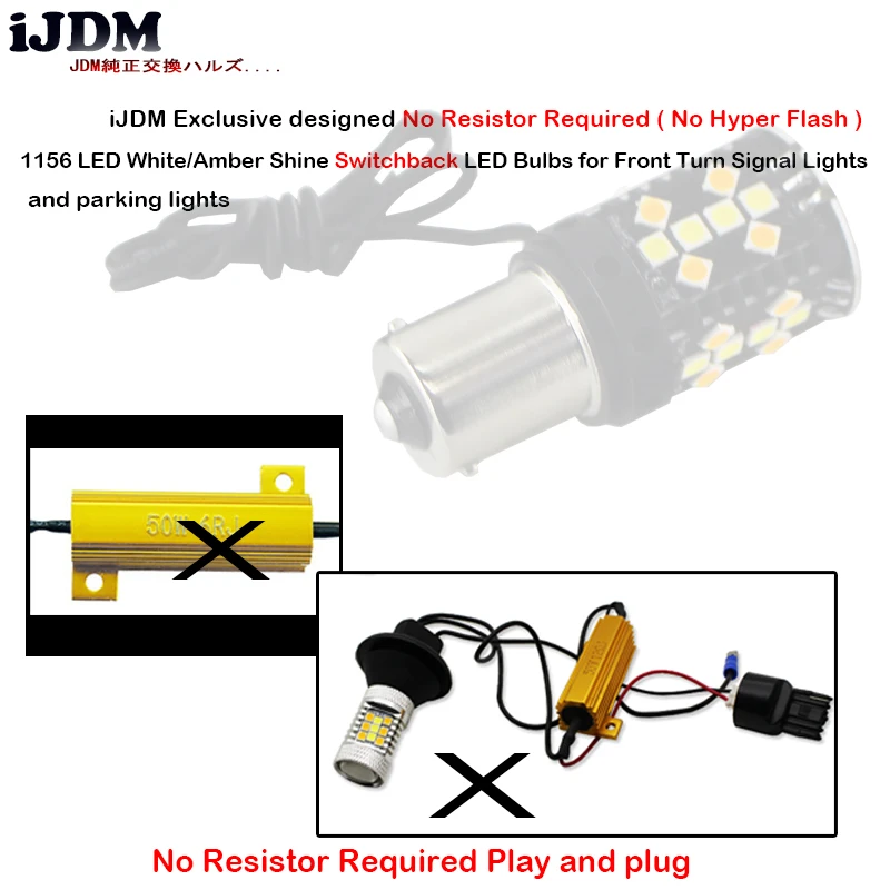 Без гипервспышки 7440 LED Canbus 1156 BAU15S 3156 T20 P21W белые/Янтарные светодиодные лампы для