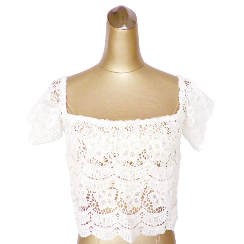 Ciysty летняя рубашка женские Модные дамы кружева с открытыми плечами Повседневное