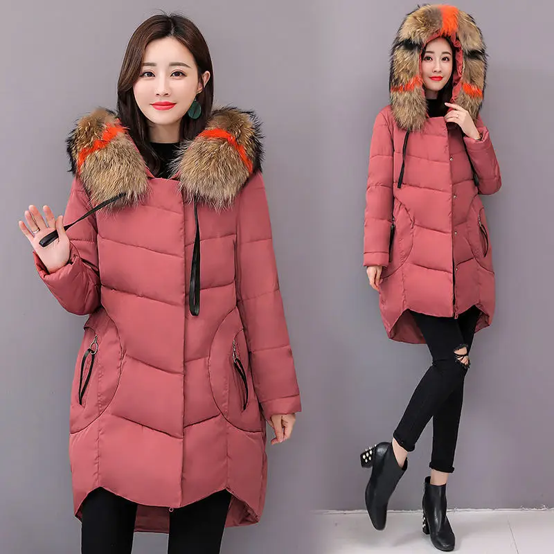 Женская куртка, пальто размера плюс, новинка, 6XL, большой размер, женские пуховики с капюшоном, длинное пальто, женские парки, зимняя верхняя одежда, X59 - Цвет: tie  xiu hong
