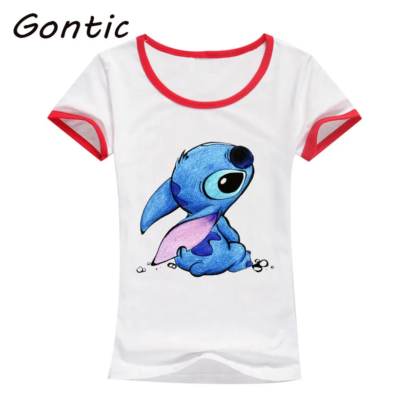 Lilo & Stitch Футболка с принтом женская белая Camisas Mujer Harajuku Свободные футболки 90s