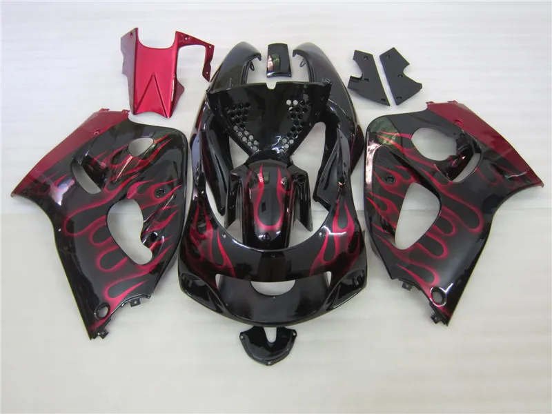 

Motorcycle plastic fairing kit for Suzuki GSXR750 1996-2000 red flames black fairings set GSXR 600 96 97 98 99 00 OT07