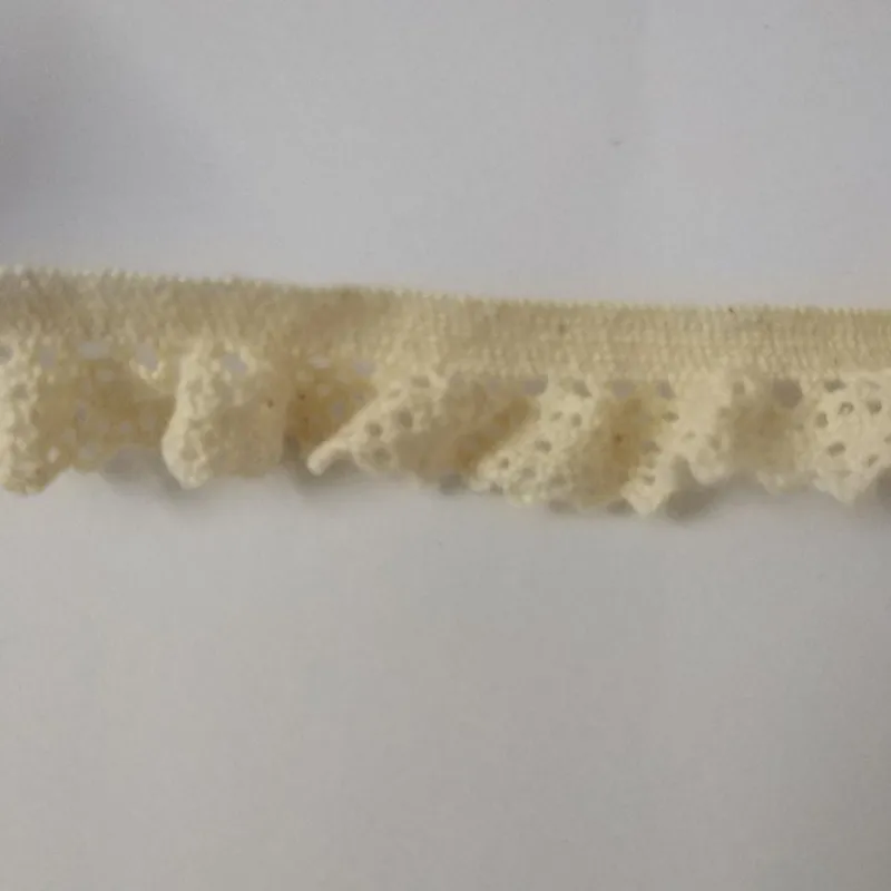 

New 2Yard/Lot 15MM Beige Handmade Patchwork Stretch Cotton Material Elastic Lace For Home DIY Sewing Wedding Crafts Decoration