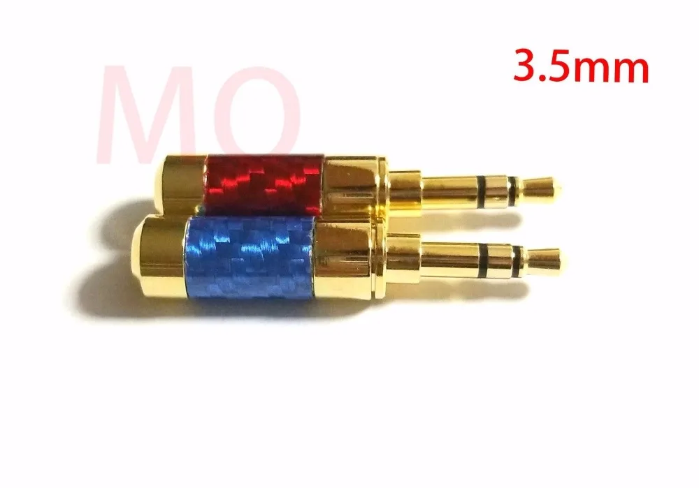 1 шт. из углеродного волокна 1/8 &quot3 5 мм стерео штекер аудио разъем (синий +