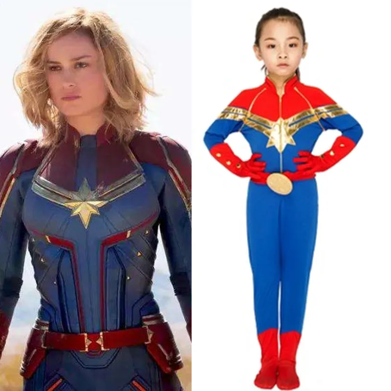 S XXL для девочек костюм капитана Марвел Детские костюмы на Хэллоуин карнавальный