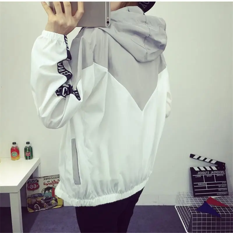 2018 Hooded Two Tone Windbreaker Jacket Patchwork Jackets Women Color Block Fall Fashion Casual Outerwear Baseball jacket | Женская