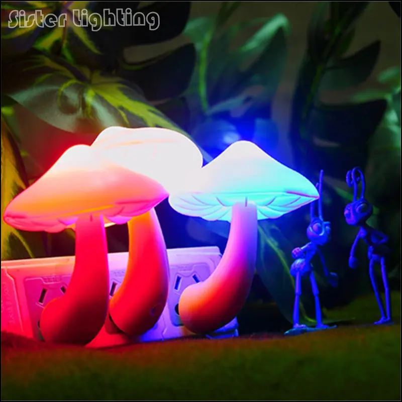 Штепсельная вилка США 110В Грибная Ночная лампа настенная розетка с датчиком