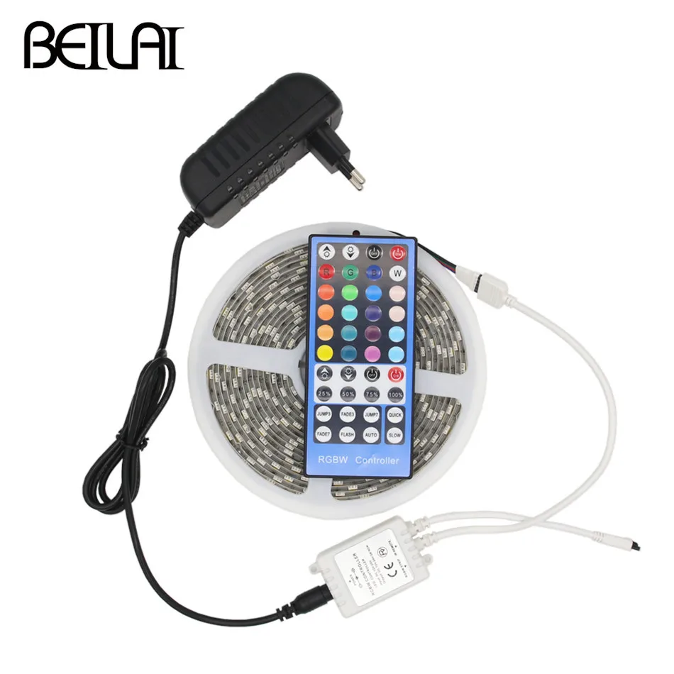SMD 5050 RGB Светодиодные ленты Водонепроницаемый DC 12 В 5 м 300LED RGBW rgbww светодиодные полосы гибкий с 3A Мощность и Дистанционное управление