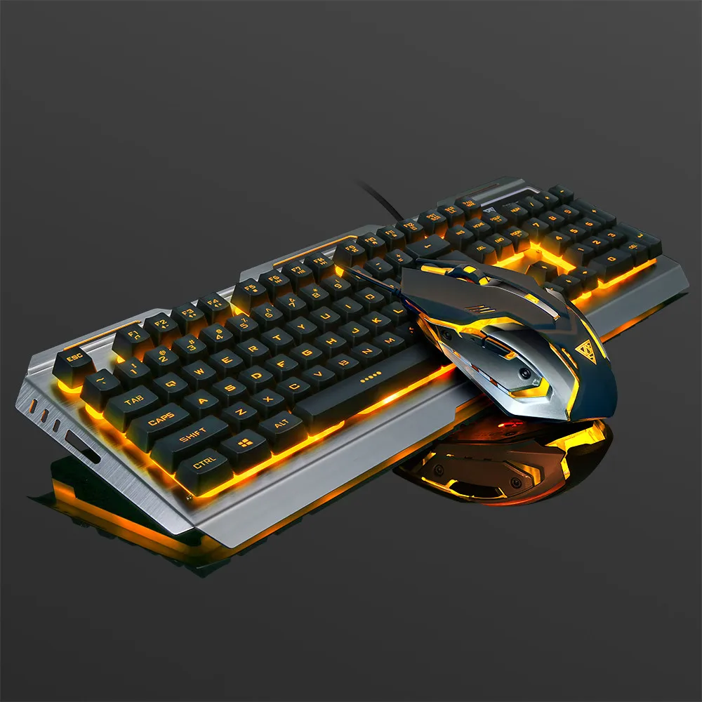 Игровая клавиатура Механическая и мышь V1 104 клавиша USB Проводная RGB LED подсветка 4 9