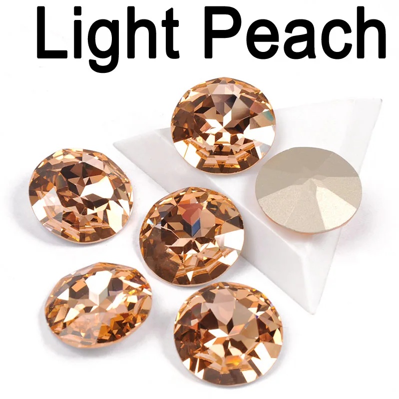 Light Peach Красочные цвета 27 мм Блестящий Кристалл пришить стразы с когтями камни круглые стеклянные стразы Diy сумки одежда - Цвет: Light Peach