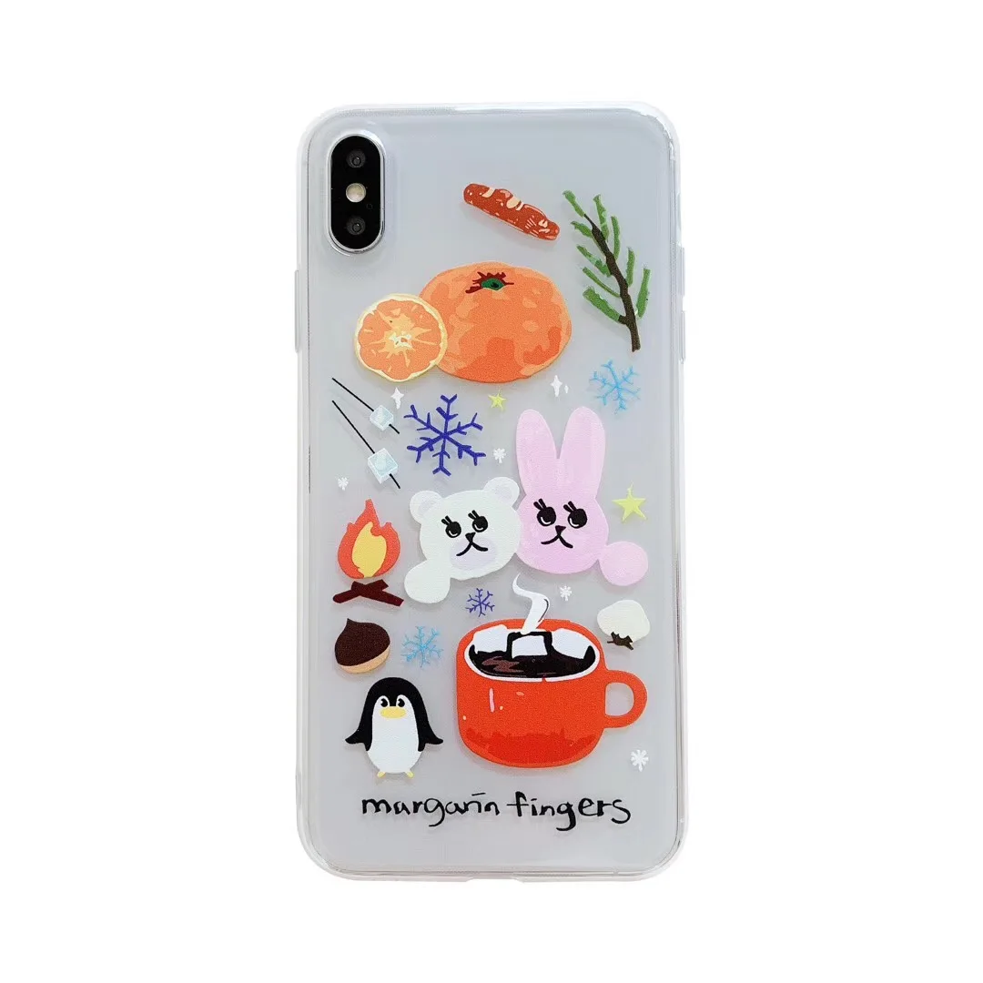 Корейский INS простой милый чехол для телефона с кроликом iphone Xs MAX XR X 6 6s 7 8 plus Лето