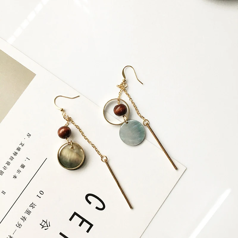 NIELSEN New Women's Long Party Earring Jewelery Natural Sea Butterfly Shell Ear Cuff Logs Earrings Geometric Ohrringe | Украшения и