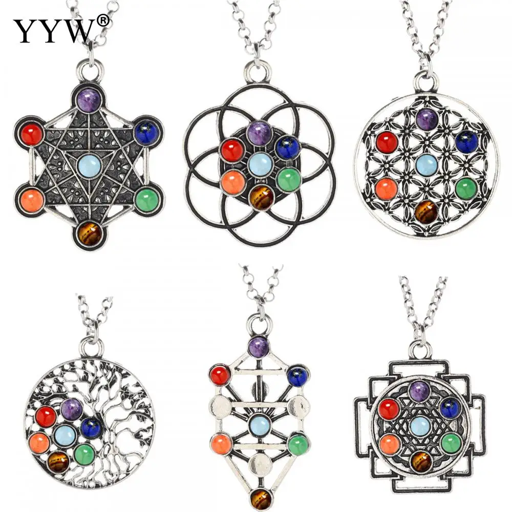 YYW рейки 7 хрустальных бусин натуральный камень кулон Йога Медитация кварцевый