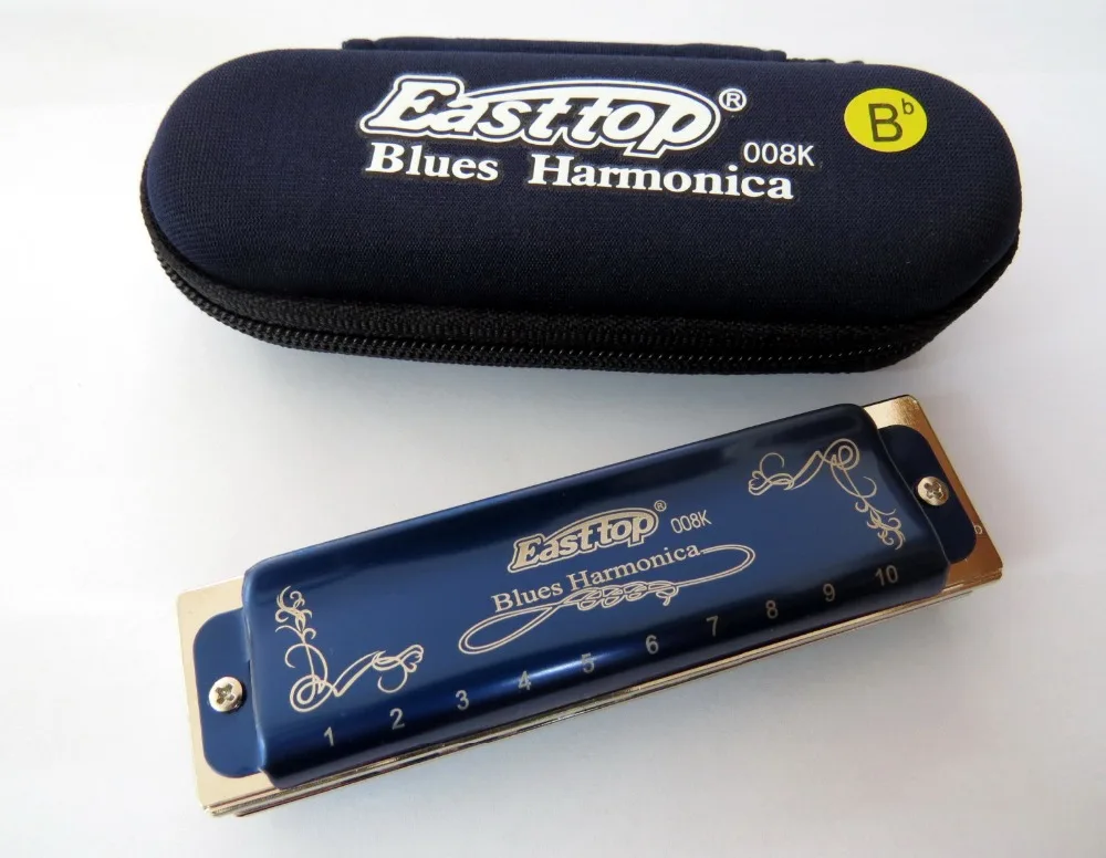 EASTTOP mouth орган T008K Блюз гармоника ключ Bb новый синий цвет для игрока подарок