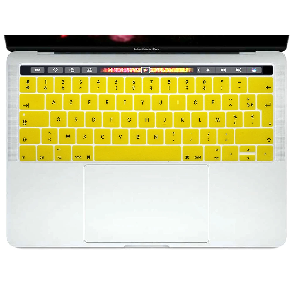 ЕС французский язык AZERTY силиконовый чехол для клавиатуры для Macbook Pro retina 13 15 TOUCHBAR моделей A1706 A1707