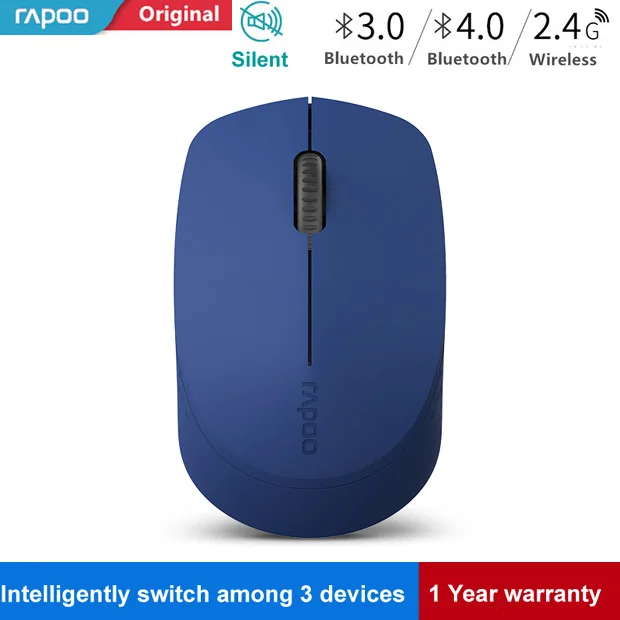 M100 Blue Rapoo Silent Беспроводной Оптический Мышь с Bluetooth 4,0/2,4 РФ 3,0 г Mute мини Бесшумная мышь для Macbook PC ноутбук - Цвет: M100 Blue