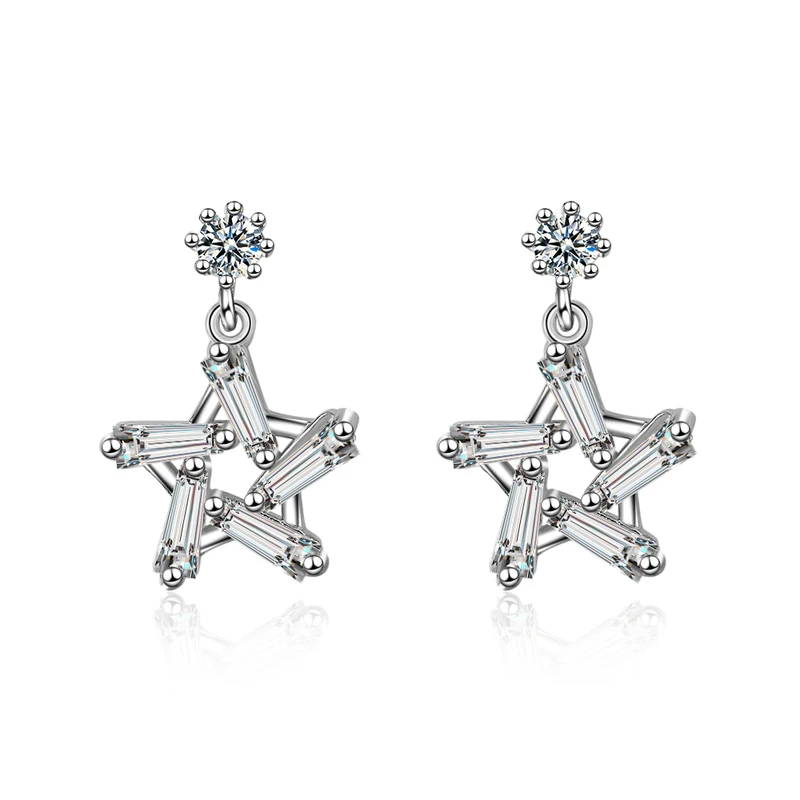 

Everoyal Lady Fashion Gold Zircon Star Stud Earrings For Girls Jewelry Charm Lady Silver Plated Earrings For Women Accessories