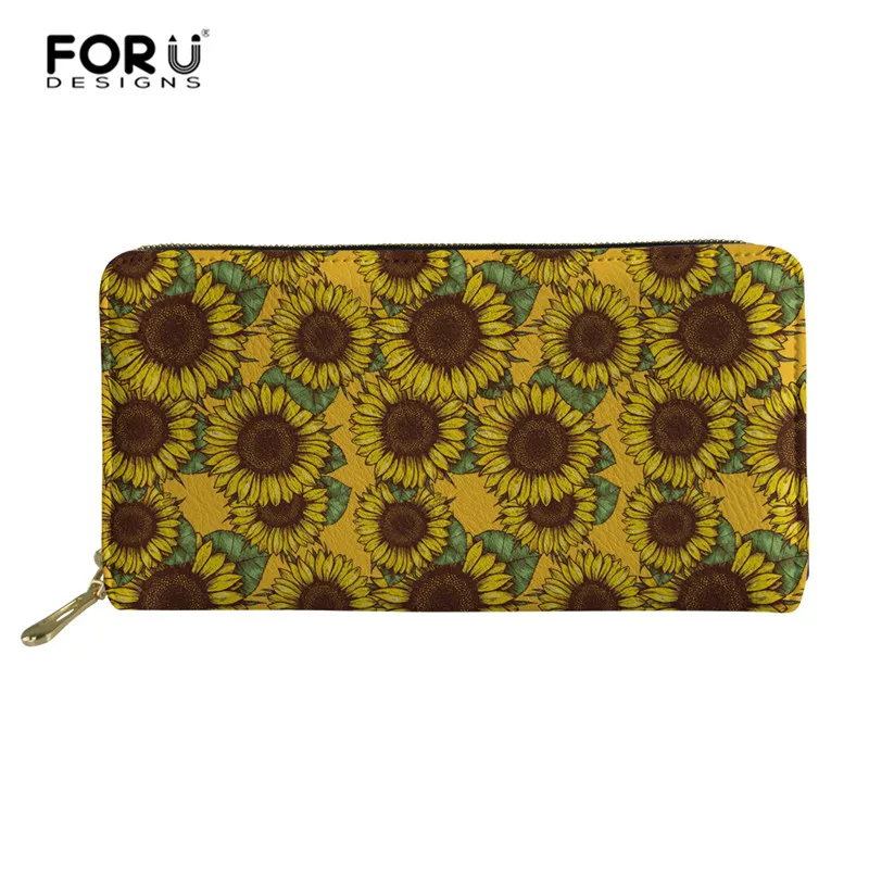 L5263Z21 FORUDESIGNS/милый женский кошелек, модный дизайн подсолнухов, милый Длинный кошелек, держатель для карт, сумка для монет, Дамский кошелек из искусственной кожи - Цвет: L5263Z21