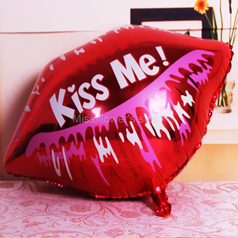 1 шт. надписью Kiss Me (Поцелуй меня) цвета в виде красных губ гелиевый воздушный шар
